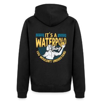 Water Polo Vintage It's A Water - Unisex Premium Bio Zip Hoodie - Schwarz - Hinten - Nico (187cm)
