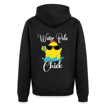 Water Polo Chicken Girl Water Polo - Unisex Premium Bio Zip Hoodie - Schwarz - Hinten - Nico (187cm)