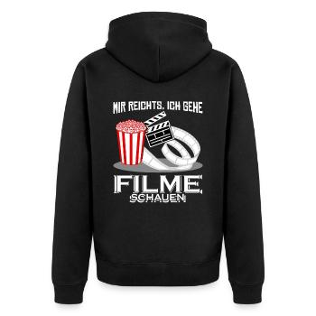 Heimkino Filme Filmabend Kinofilme Kino - Unisex Premium Bio Zip Hoodie - Schwarz - Hinten - Nico (187cm)