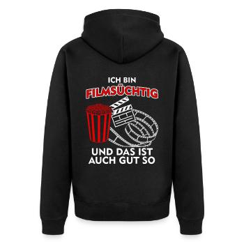 Popcorn Kino Filme Filmabend Heimkino - Unisex Premium Bio Zip Hoodie - Schwarz - Hinten - Nico (187cm)