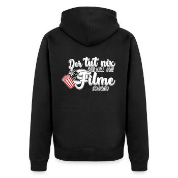 Popcorn Filmabend Heimkino Kino Filme - Unisex Premium Bio Zip Hoodie - Schwarz - Hinten - Nico (187cm)