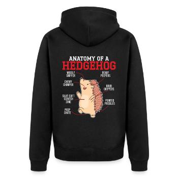 Anatomie d’un hérisson amoureux Hedgie animal sauvage - Veste à capuche bio Premium Unisexe - noir - Dos - Nico (187cm)