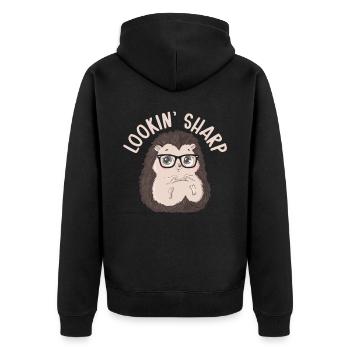 Lookin' Sharp Hedgehog Hedgie Wildlife Animal - Veste à capuche bio Premium Unisexe - noir - Dos - Nico (187cm)