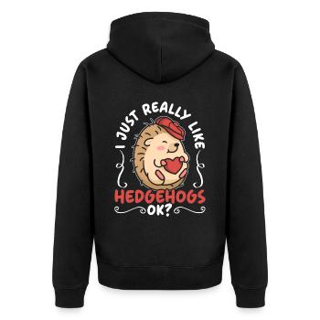 J’aime vraiment les hérissons ok hedgie animal - Veste à capuche bio Premium Unisexe - noir - Dos - Nico (187cm)