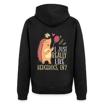 J’aime vraiment les hérissons ok hedgie animal - Veste à capuche bio Premium Unisexe - noir - Dos - Nico (187cm)