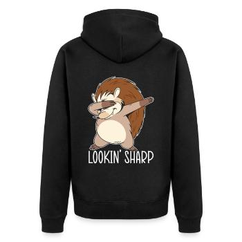 Lookin' Sharp Hedgehog Hedgie Wildlife Animal - Veste à capuche bio Premium Unisexe - noir - Dos - Nico (187cm)