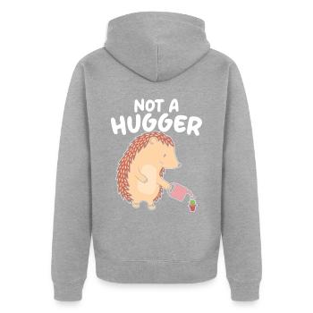 Kein Hugger Igel Liebhaber Hedgie Wildlife Tier - Unisex Premium Bio Zip Hoodie - Grau meliert - Hinten - Nico (187cm)