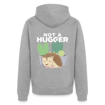 Kein Hugger Igel Liebhaber Hedgie Wildlife Tier - Unisex Premium Bio Zip Hoodie - Grau meliert - Hinten - Nico (187cm)
