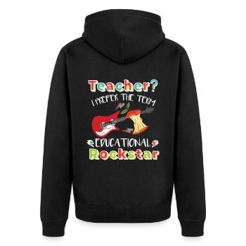 Lehramt an Schulen - Unisex Premium Bio Zip Hoodie - Schwarz - Hinten - Nico (187cm)