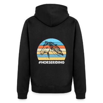 Horseriding Colorful Sunset Background White - Unisex Premium Organic Zip Hoodie - black - Back - Nico (187cm)