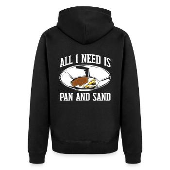 Lustiges Goldwaschen Goldsucher Alles was ich brau - Unisex Premium Bio Zip Hoodie - Schwarz - Hinten - Nico (187cm)