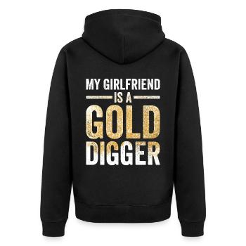 Drôle d’orpaillage Chercheur d’or Mon ami Gol - Veste à capuche bio Premium Unisexe - noir - Dos - Nico (187cm)