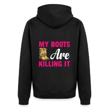 My Boots Are Killing It Horse Boots Riding - Unisex Premium Organic Zip Hoodie - black - Back - Nico (187cm)