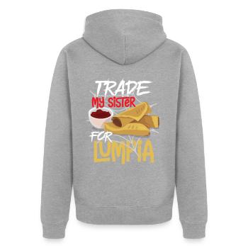 Échangez ma sœur contre Lumpia - Veste à capuche bio Premium Unisexe - gris chiné - Dos - Nico (187cm)