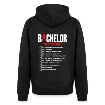 Bachelor party Checklist - Unisex Premium Organic Zip Hoodie - black - Back - Nico (187cm)
