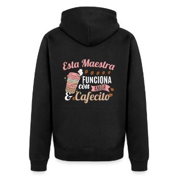 Spanischlehrer Kaffee - Unisex Premium Bio Zip Hoodie - Schwarz - Hinten - Nico (187cm)