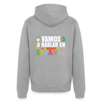 Spanisch Klassenlehrer Bilinguale Schule - Unisex Premium Bio Zip Hoodie - Grau meliert - Hinten - Nico (187cm)