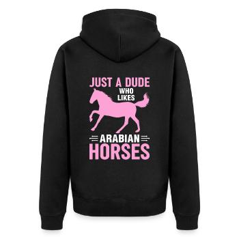 Only a guy who likes Arabian horses culture - Unisex Premium Organic Zip Hoodie - black - Back - Nico (187cm)