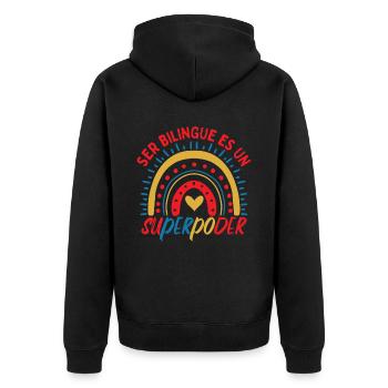 Spanish Teacher Back To School - Unisex Premium Organic Zip Hoodie - black - Back - Nico (187cm)