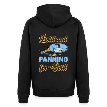 Lustiges Goldwaschen Goldsucher kühn und schwenken - Unisex Premium Bio Zip Hoodie - Schwarz - Hinten - Nico (187cm)