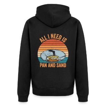 Lustiges Goldwaschen Goldsucher Alles was ich brau - Unisex Premium Bio Zip Hoodie - Schwarz - Hinten - Nico (187cm)