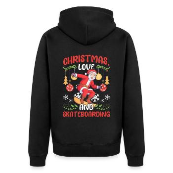 Boarder Snowboarder Weihnachten Liebe Skateboard - Unisex Premium Bio Zip Hoodie - Schwarz - Hinten - Nico (187cm)
