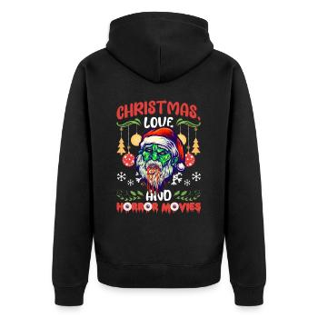 Horror Movie Zombie Santa Weihanchten Liebe Horror - Unisex Premium Bio Zip Hoodie - Schwarz - Hinten - Nico (187cm)