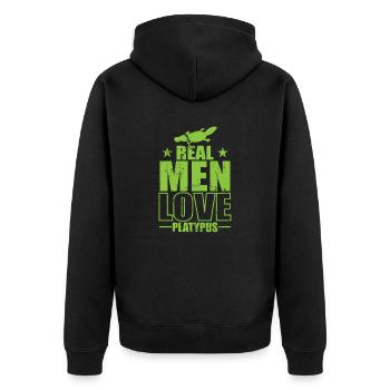 Real Men Love Platypus Platypus Australia - Unisex Premium Organic Zip Hoodie - black - Back - Nico (187cm)