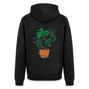 Christmas Monstera avec guirlande lumineuse Arbre - Veste à capuche bio Premium Unisexe - noir - Dos - Nico (187cm)