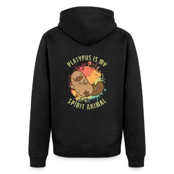 Platypus is my Spirit Animal Schnabeltier - Unisex Premium Organic Zip Hoodie - black - Back - Nico (187cm)
