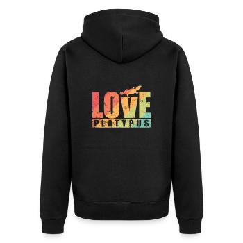Love Platypus Australien Schnabeltier Tier - Unisex Premium Bio Zip Hoodie - Schwarz - Hinten - Nico (187cm)