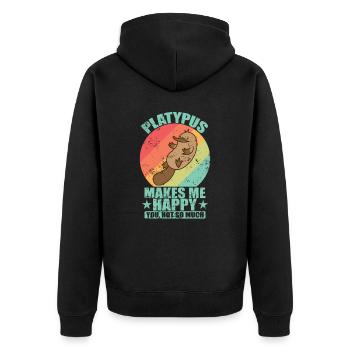 Platypus Makes Me Happy, you not so much - Unisex Premium Organic Zip Hoodie - black - Back - Nico (187cm)