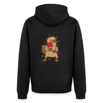 Platypus plays table tennis Australia - Unisex Premium Organic Zip Hoodie - black - Back - Nico (187cm)