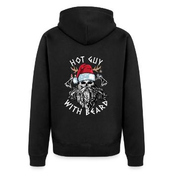 Geilertypmitbart Weihnachten Bartträger Wikinger - Unisex Premium Bio Zip Hoodie - Schwarz - Hinten - Nico (187cm)