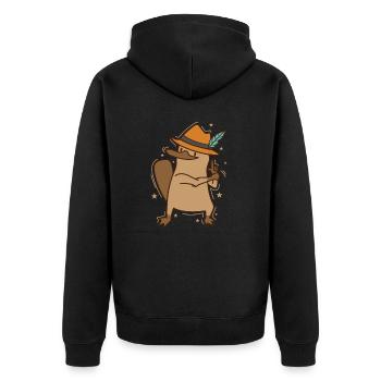 Platypus plays police Australia - Unisex Premium Organic Zip Hoodie - black - Back - Nico (187cm)