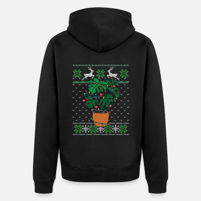 Plantes Monstera Ugly Christmas Style - Veste à capuche bio Premium Unisexe - noir