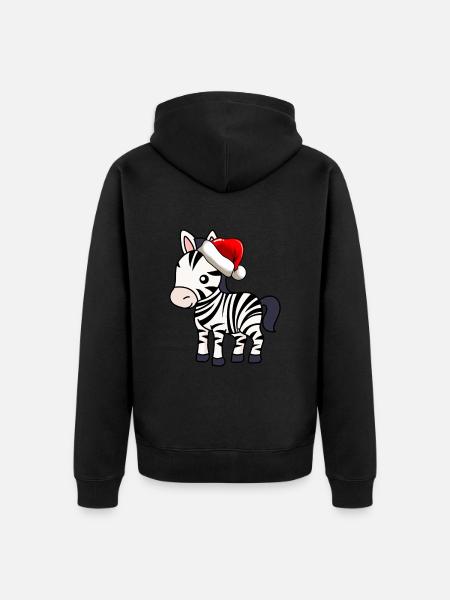 Zebra Comic Christmas - Unisex Premium Organic Zip Hoodie - black
