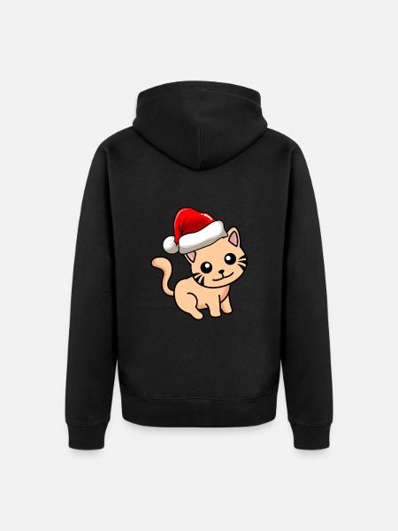 Cat Comic Christmas - Unisex Premium Organic Zip Hoodie - black