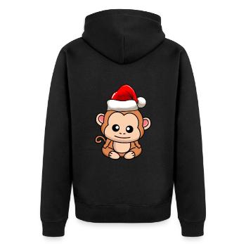 Singe Comic Christmas - Veste à capuche bio Premium Unisexe - noir - Dos - Nico (187cm)
