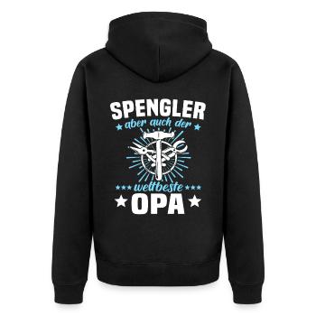 Spengler Opa Bauspengler Grossvater - Unisex Premium Bio Zip Hoodie - Schwarz - Hinten - Nico (187cm)