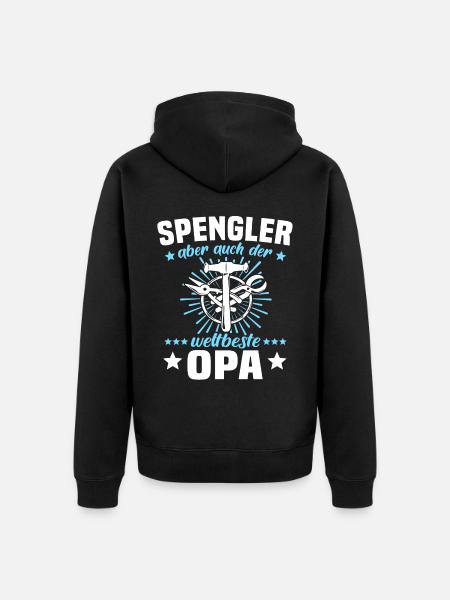 Spengler Opa Bauspengler Grossvater - Unisex Premium Bio Zip Hoodie - Schwarz
