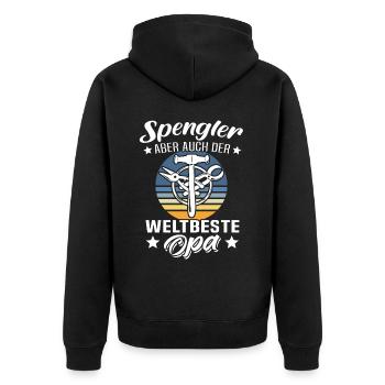 Spengler Opa Bauspengler Grossvater - Unisex Premium Bio Zip Hoodie - Schwarz - Hinten - Nico (187cm)