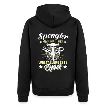 Spengler Opa Bauspengler Grossvater - Unisex Premium Bio Zip Hoodie - Schwarz - Hinten - Nico (187cm)