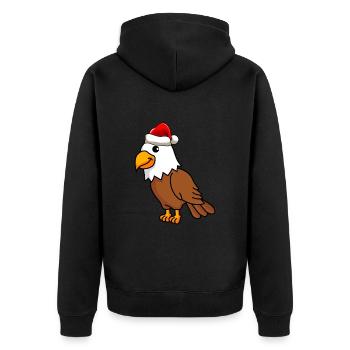 Adler Comic Weihnachten - Unisex Premium Bio Zip Hoodie - Schwarz - Hinten - Nico (187cm)