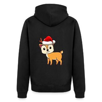 Hirsch Comic Christmas - Unisex Premium Organic Zip Hoodie - black - Back - Nico (187cm)