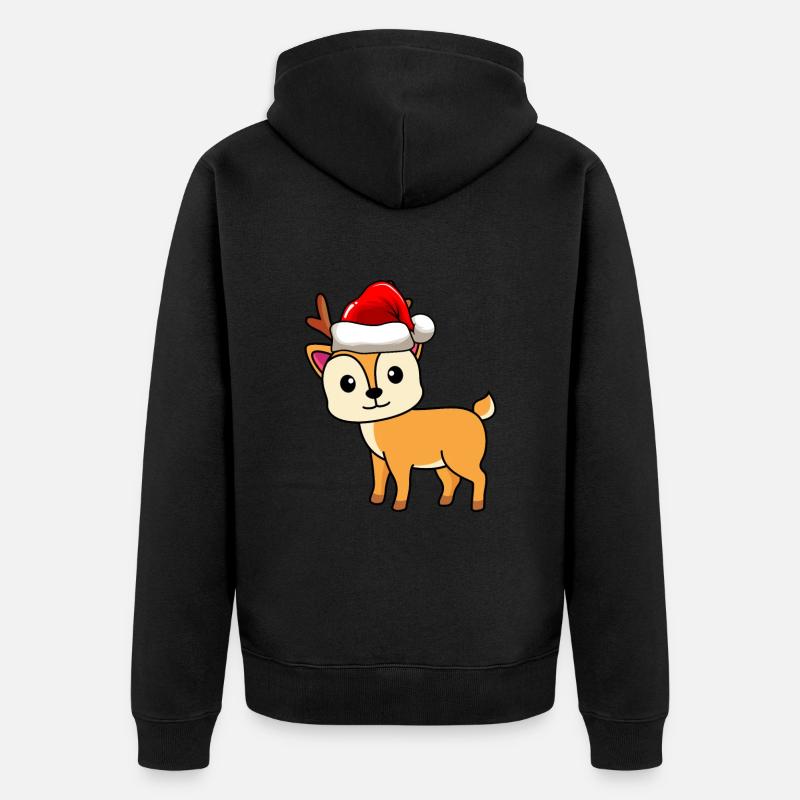 Hirsch Comic Noël - Veste à capuche bio Premium Unisexe - noir