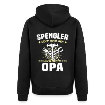 Spengler Opa Bauspengler Grossvater - Unisex Premium Bio Zip Hoodie - Schwarz - Hinten - Nico (187cm)