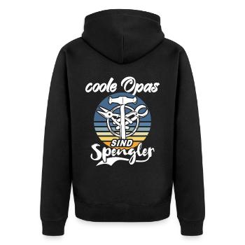 Spengler Opa Bauspengler Grossvater - Unisex Premium Bio Zip Hoodie - Schwarz - Hinten - Nico (187cm)