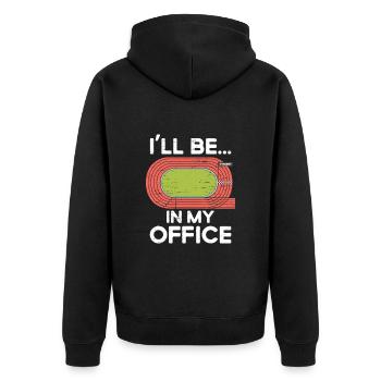 Ich Werde Auf Meiner Office Runner-laufbahn Sein - Unisex Premium Bio Zip Hoodie - Schwarz - Hinten - Nico (187cm)