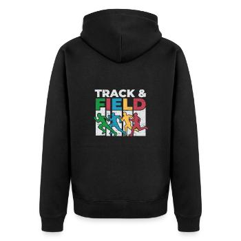 Runner Running Sport Spiel Leichtathletik - Unisex Premium Bio Zip Hoodie - Schwarz - Hinten - Nico (187cm)